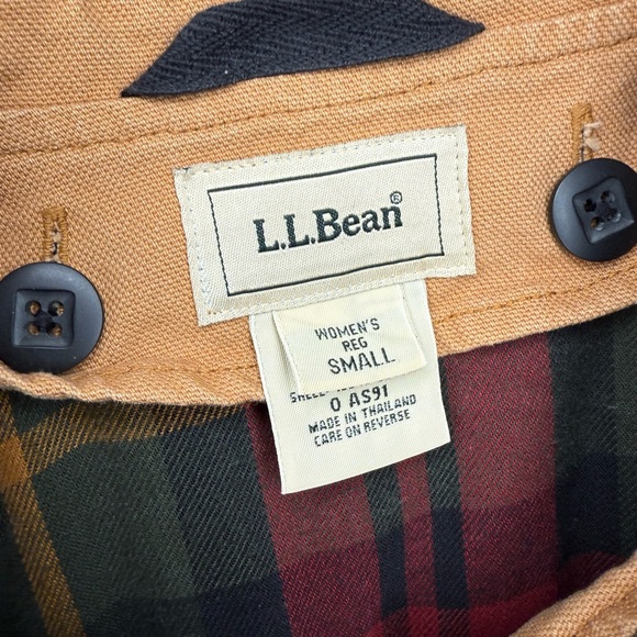 LL Bean Chore Tan Brown Coat Women’s Flannel Lined Corduroy Collar Jacket - Picture 3 of 8